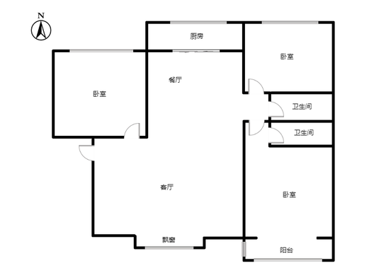 翔天万和城3室2厅2卫户型图