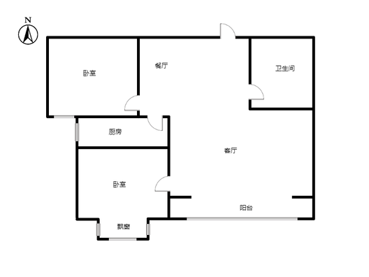 惠友康庭二期2室2厅1卫户型图