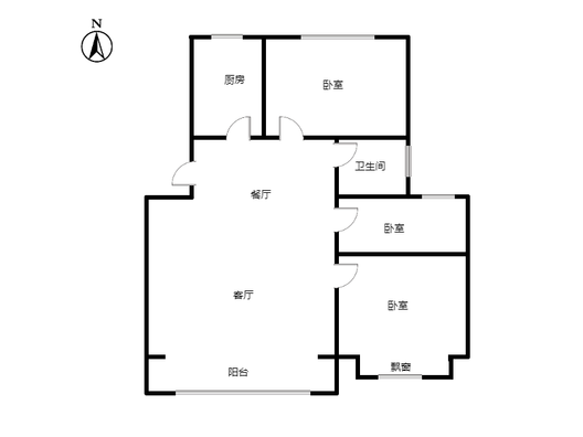 鸿盛凯旋门3室1厅1卫户型图