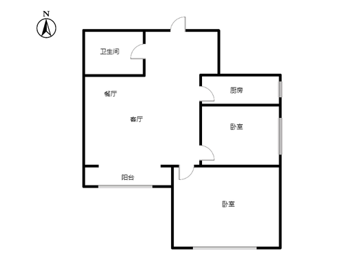金阳瑞景2室2厅1卫户型图