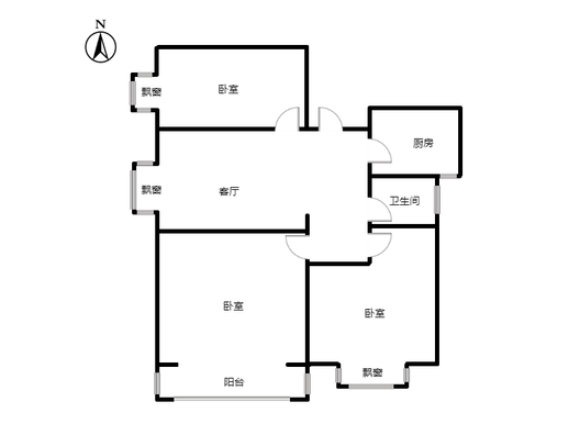 翔天万和城3室1厅1卫户型图