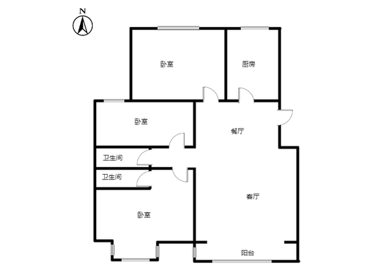 鸿盛凯旋门3室2厅2卫户型图