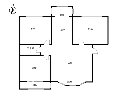惠友康庭3室2厅1卫户型图
