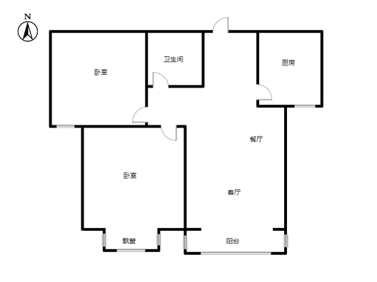 金阳瑞景2室2厅1卫户型图