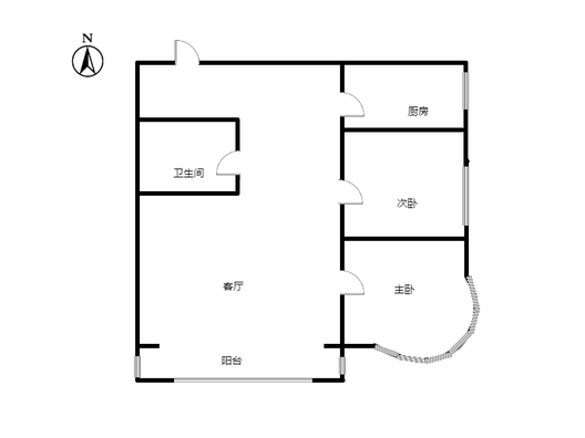 鸿盛凯旋门2室1厅1卫户型图