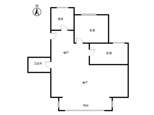 鸿盛凯旋门2室2厅1卫户型图