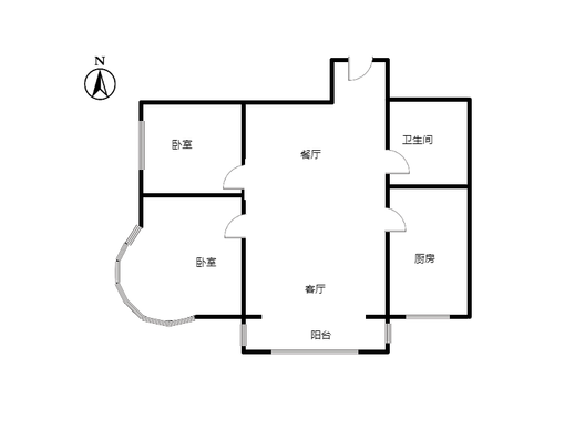 鸿盛凯旋门2室2厅1卫户型图