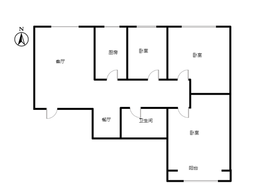 联合一号院3室2厅1卫户型图