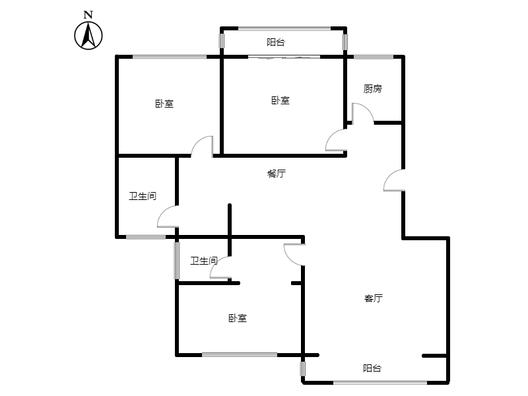 云景城3室2厅2卫户型图