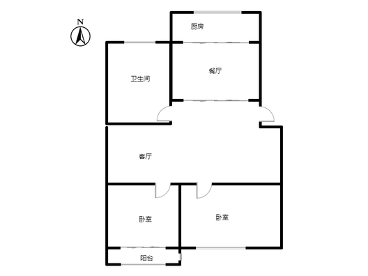 联合二号院2室2厅1卫户型图