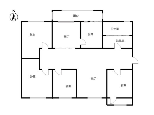 联合二号院4室2厅1卫户型图