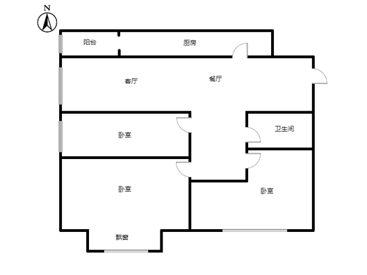 翡翠滨江3室2厅1卫户型图