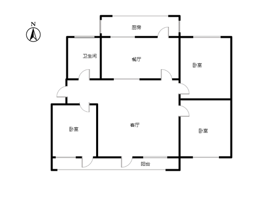 联合二号院3室2厅1卫户型图