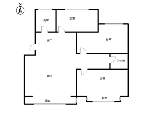 军欣家园3室2厅1卫户型图