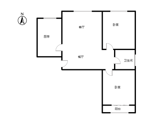 联合一号院2室2厅1卫户型图