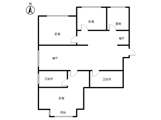 云景城3室2厅1卫户型图