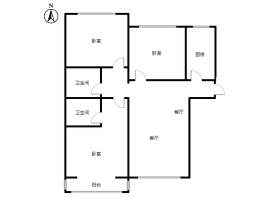 华阳风景小区3室2厅2卫户型图