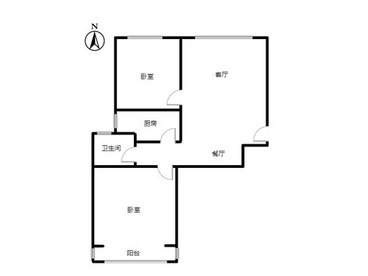 云景城2室2厅1卫户型图