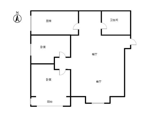 联合一号院2室2厅1卫户型图