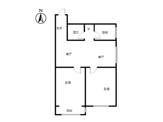 汇元四季橙2室2厅1卫户型图