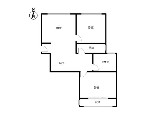 云景城2室2厅1卫户型图