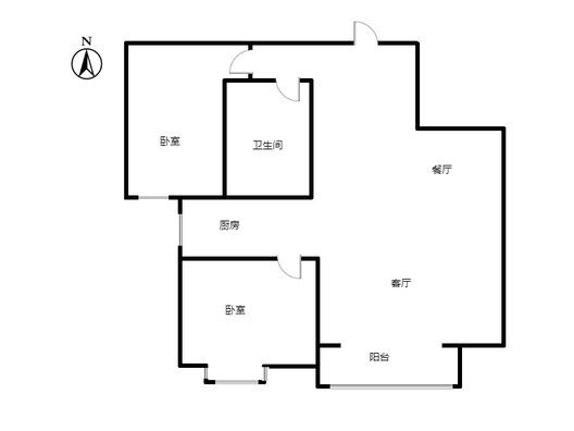 联合一号院2室2厅1卫户型图