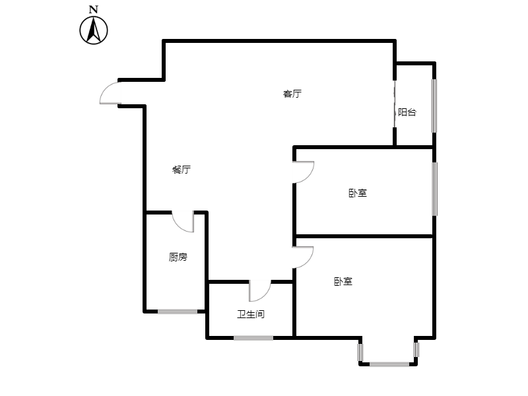 汇元新天地2室2厅1卫户型图