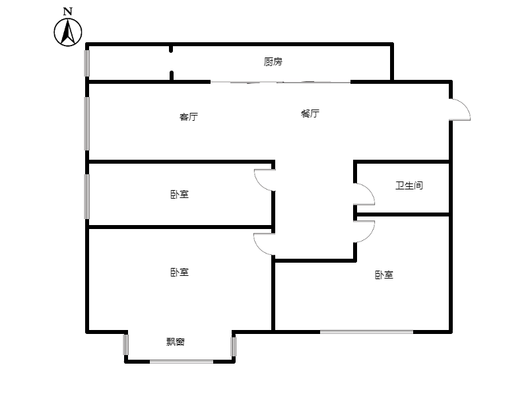翡翠滨江3室2厅1卫户型图