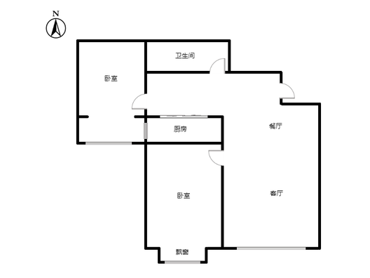 君临天下御景园2室1厅1卫户型图