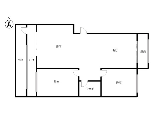 仙颐园小区2室2厅1卫户型图