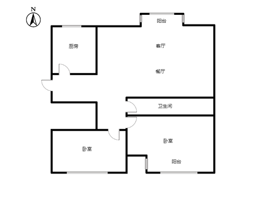 惠友橙园2室2厅1卫户型图