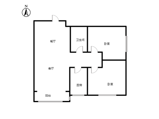 汇元新天地2室2厅1卫户型图