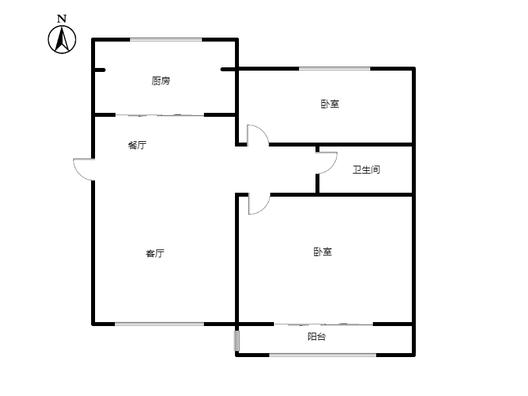 天龙小区（一期）2室2厅1卫户型图