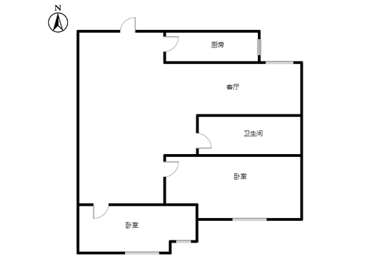 惠友钻石广场（AB座）2室1厅1卫户型图