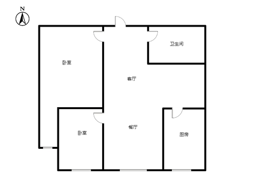 惠友钻石广场（AB座）2室2厅1卫户型图
