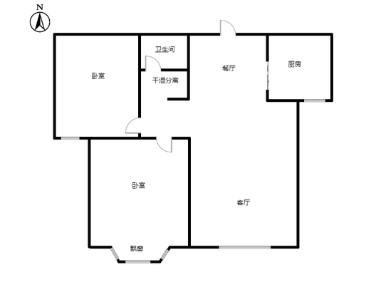 惠友钻石广场2室2厅1卫户型图