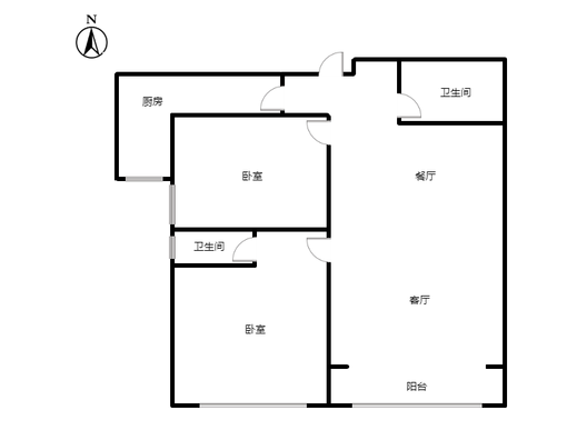 君临天下御景园2室2厅2卫户型图