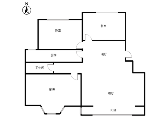 惠友钻石广场3室2厅1卫户型图