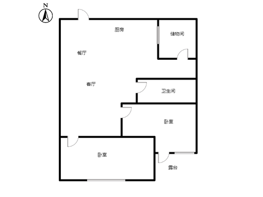 惠友钻石广场（AB座）2室2厅1卫户型图