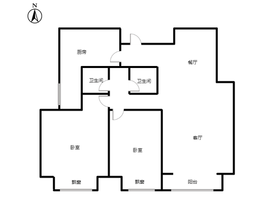 君临天下御景园2室2厅1卫户型图
