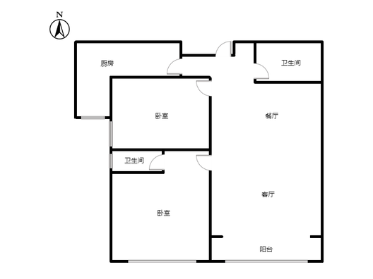君临天下御景园2室2厅2卫户型图