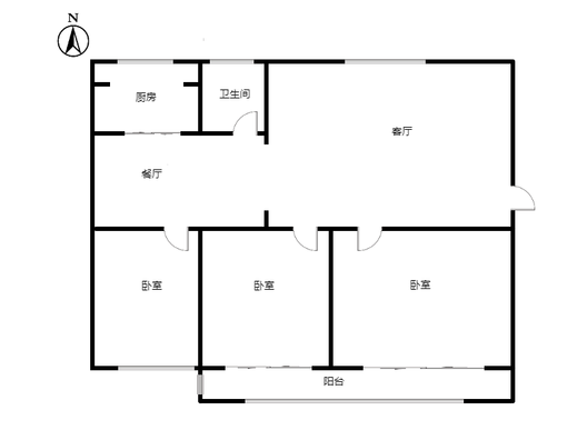 欣欣庄园3室2厅1卫户型图