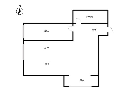 金竹花园1室1厅1卫户型图