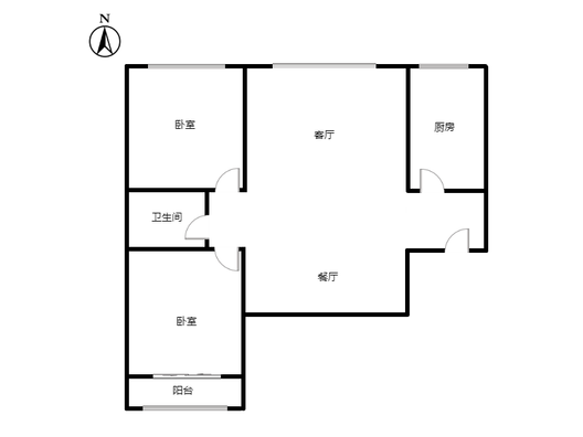东方丽景(金领郡)2室2厅1卫户型图