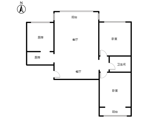 东方丽景(金领郡)2室2厅1卫户型图