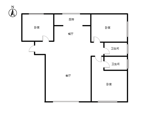 鹏渤印象城（龙马路）3室2厅3卫户型图