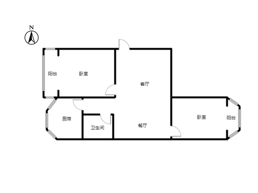 东方家园2室2厅1卫户型图