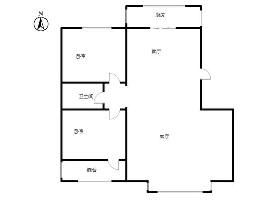 联合六号院2室2厅1卫户型图