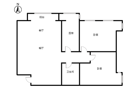 金竹花园2室2厅1卫户型图