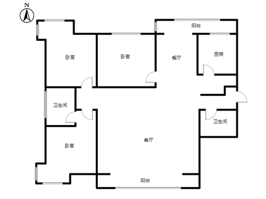 金竹花园3室2厅2卫户型图